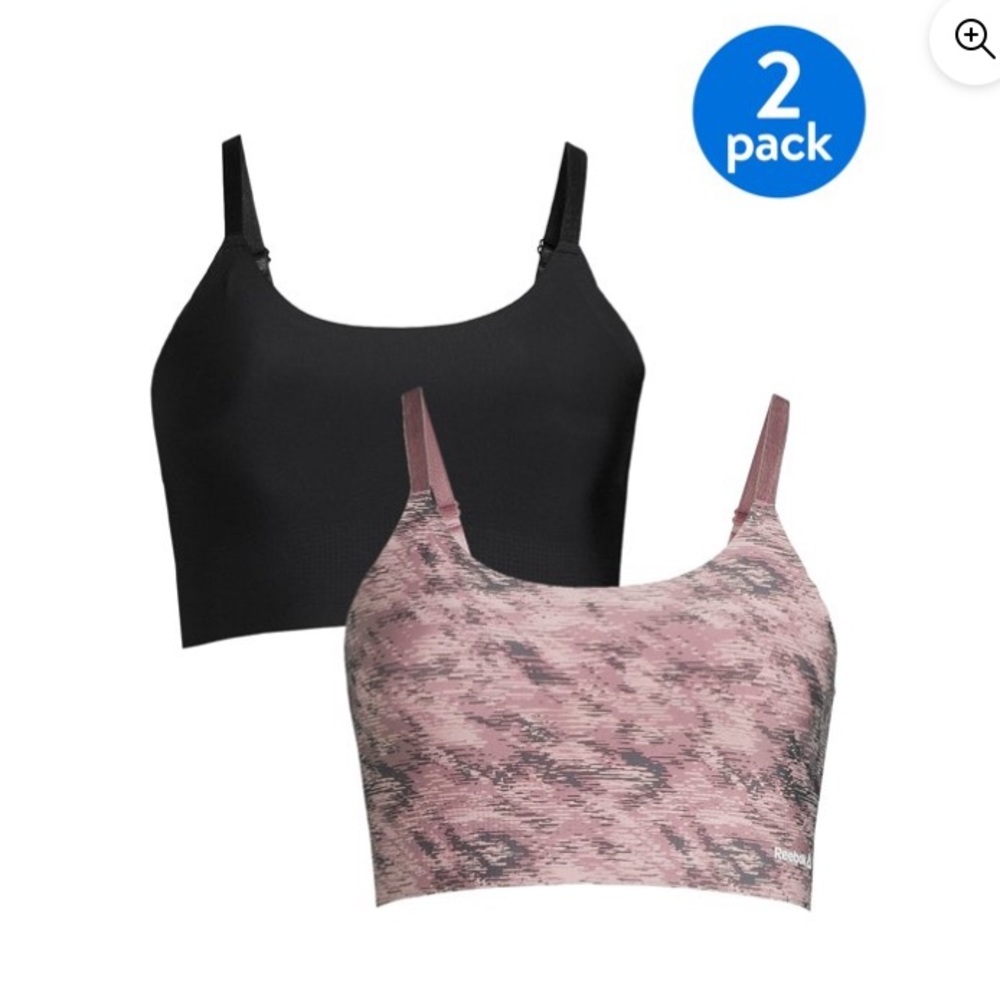💜Reebok Women’s 2pk Stay-put stretch Bralettes